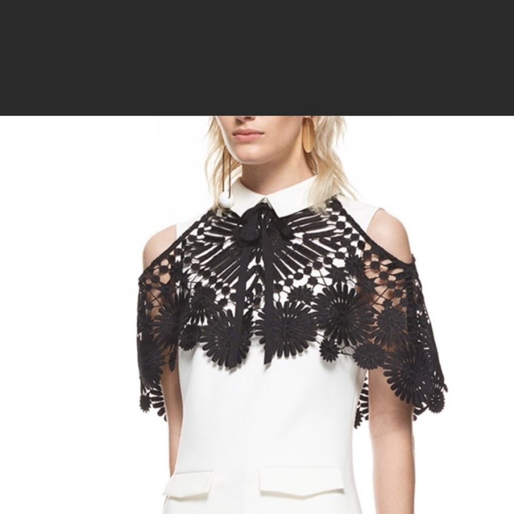 Self Portrait monochrome lace cape mini dress